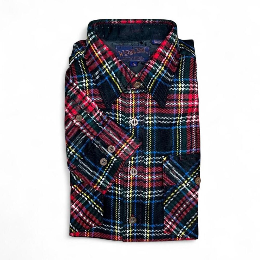 NWT Woodland Men's Multi Colored 100% Acrylic Flannel Shirt